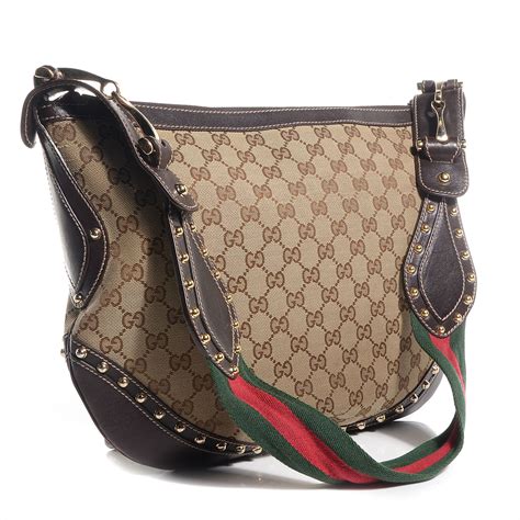 gucci monogram shoulder bag pleated|GUCCI Monogram Studded Medium Pelham Shoulder Bag Dark .